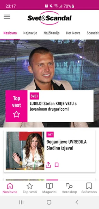 Svet&Scandal for Android: Exclusive Celebrity News