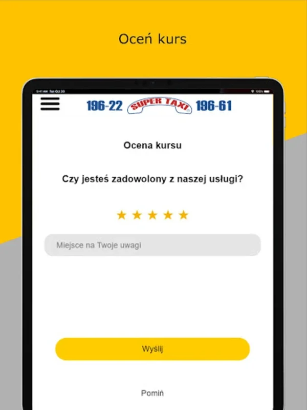 SUPER TAXI Warszawa 196 22 for Android - Efficient Taxi Booking