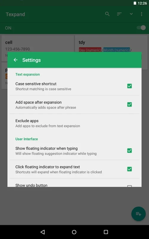 Texpand for Android - Create Text Shortcuts Easily