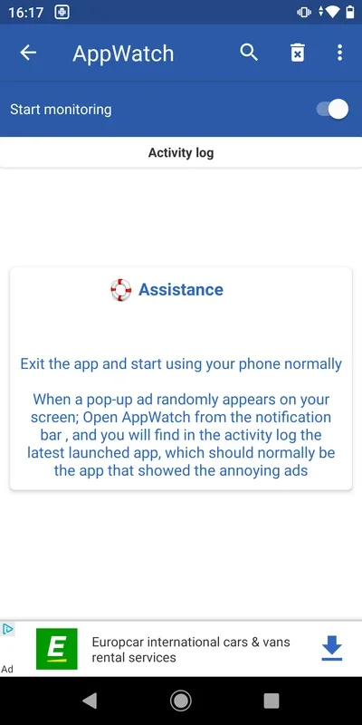 AppWatch - Popup Ad Detector for Android - Activity Monitoring