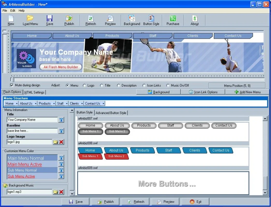 A4 Flash Menu Builder for Windows - Create Attractive Menus Easily
