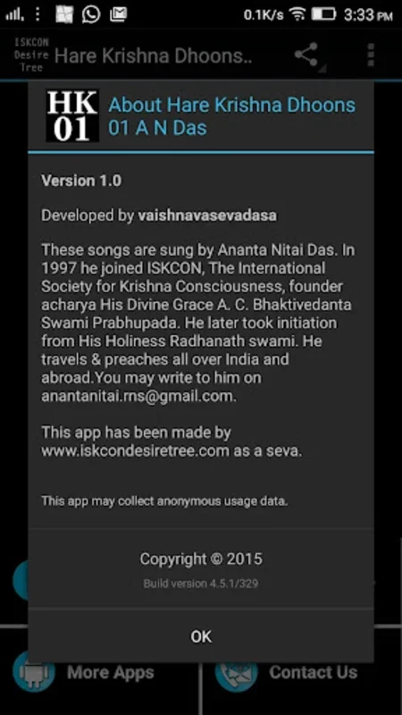 Hare Krishna Dhoons 01 A N Das for Android - No Downloading Needed