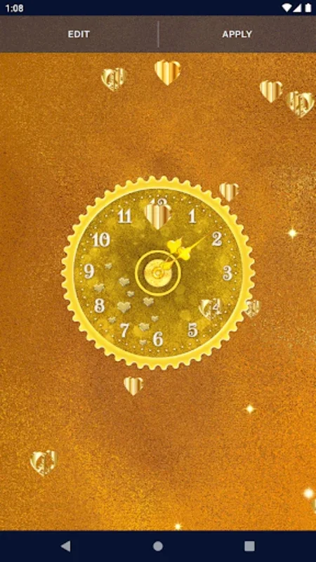 Gold Glitter Clock Wallpaper for Android - Visual Customization