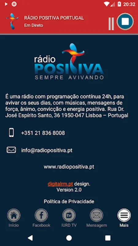 Rádio Positiva Portugal for Android - Diverse Radio Content