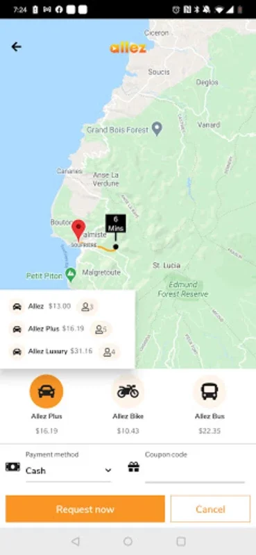 Allez for Android - Flexible & Safe Travel in St. Lucia