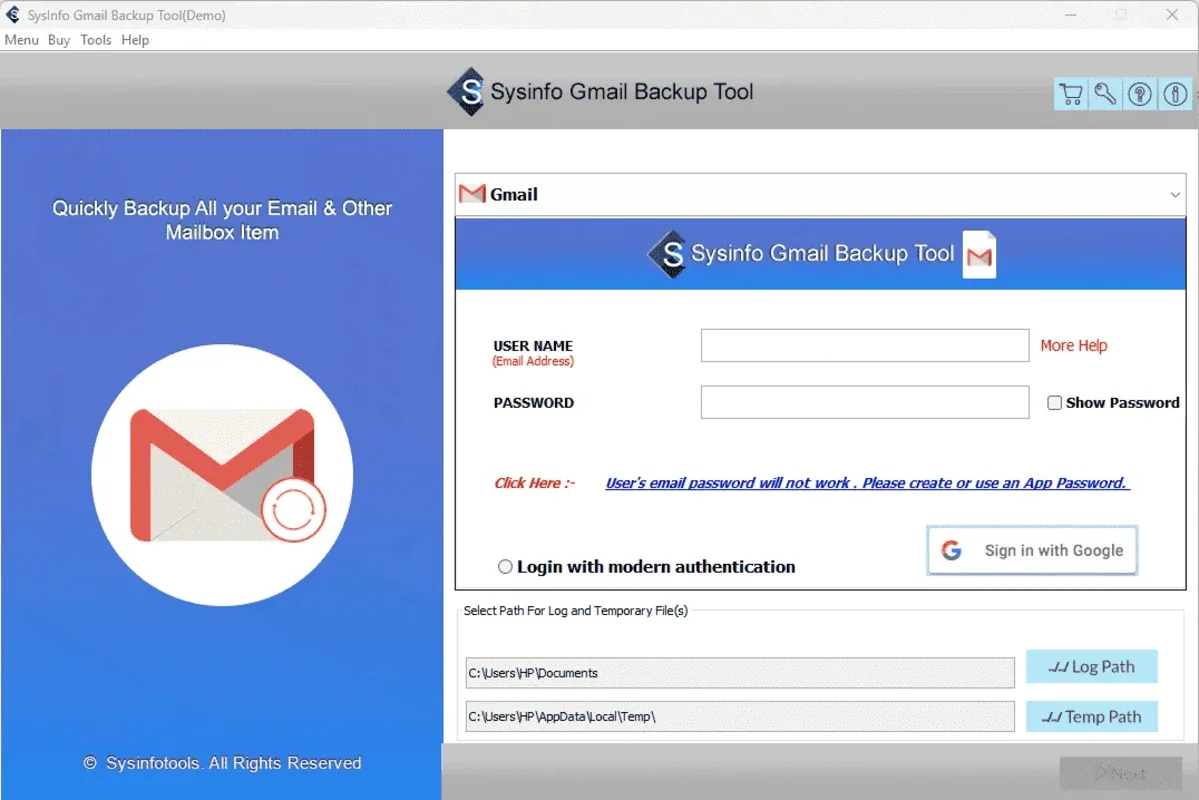 Gmail Email Backup Tool for Windows - Secure Backup Solution