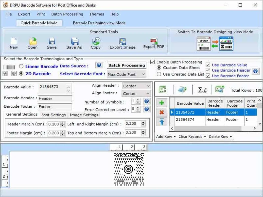 Postal Barcode Printing Application for Windows - Efficient Label Creator