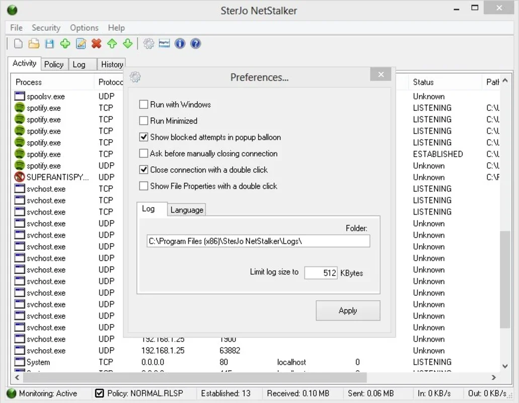 SterJo NetStalker for Windows - Monitor Internet Connections