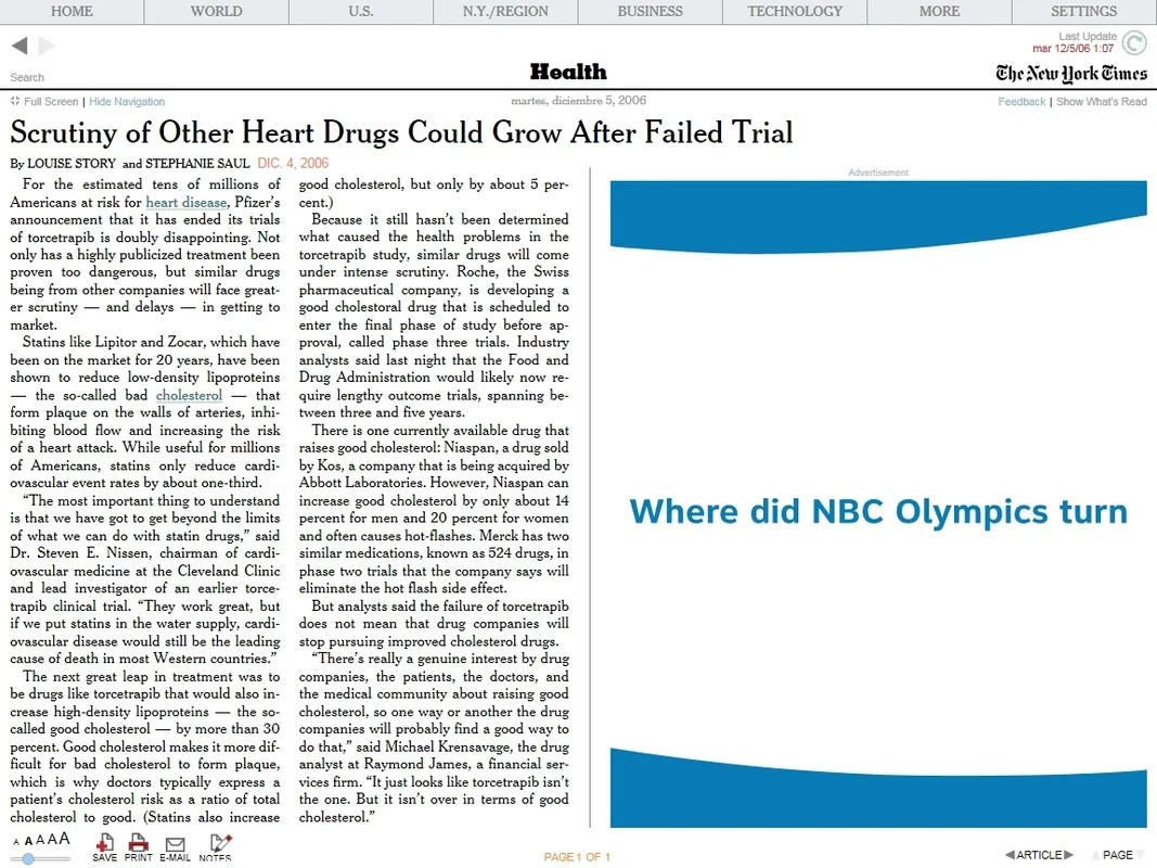 Times Reader for Windows - A Print - like NY Times Experience