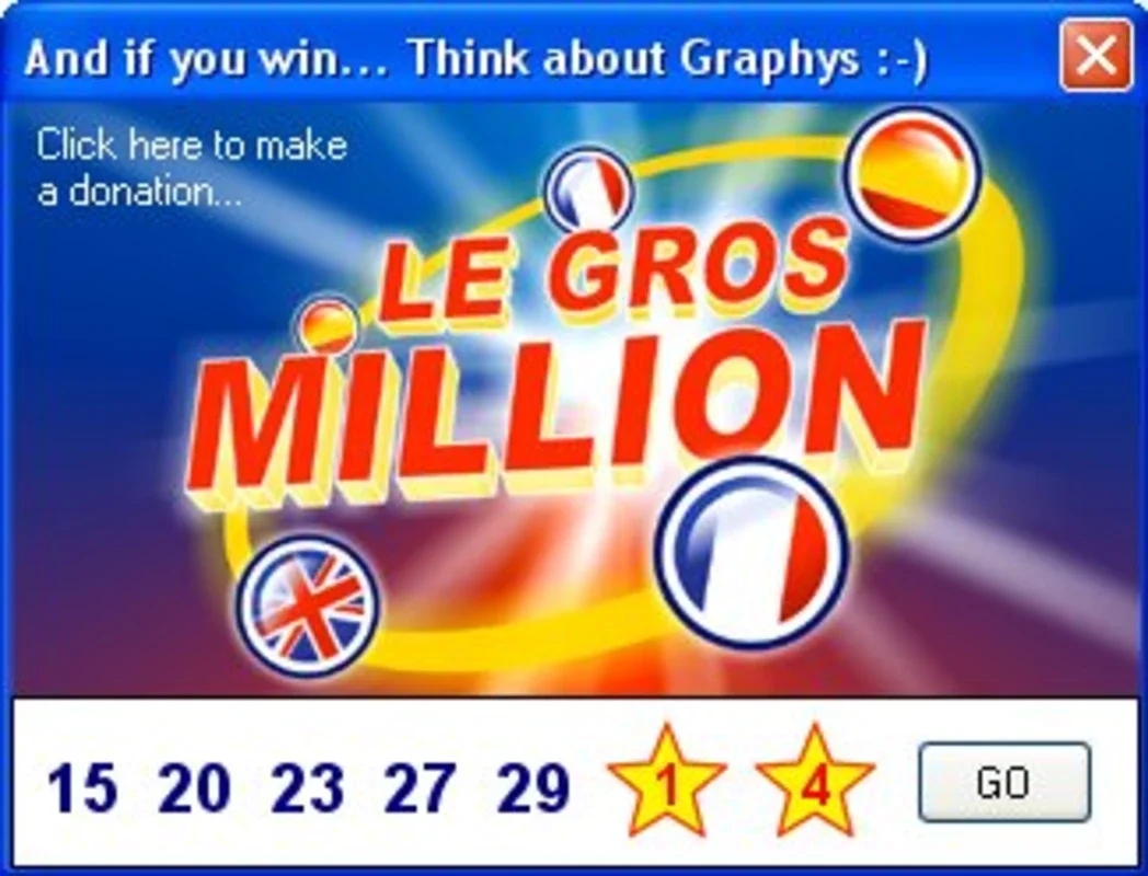 Le Gros Million for Windows - Random EuroMillions Generator