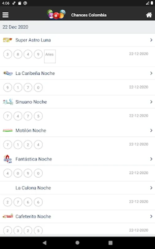 Chances Colombia for Android - Real-Time Lottery Results