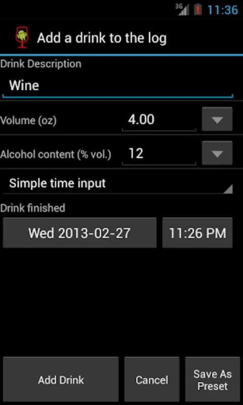 AlcoDroid for Android - Track and Manage Alcohol Intake