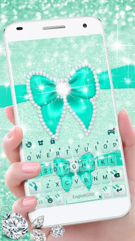 Green Diamond Bow Keyboard The for Android: Stylish & Functional