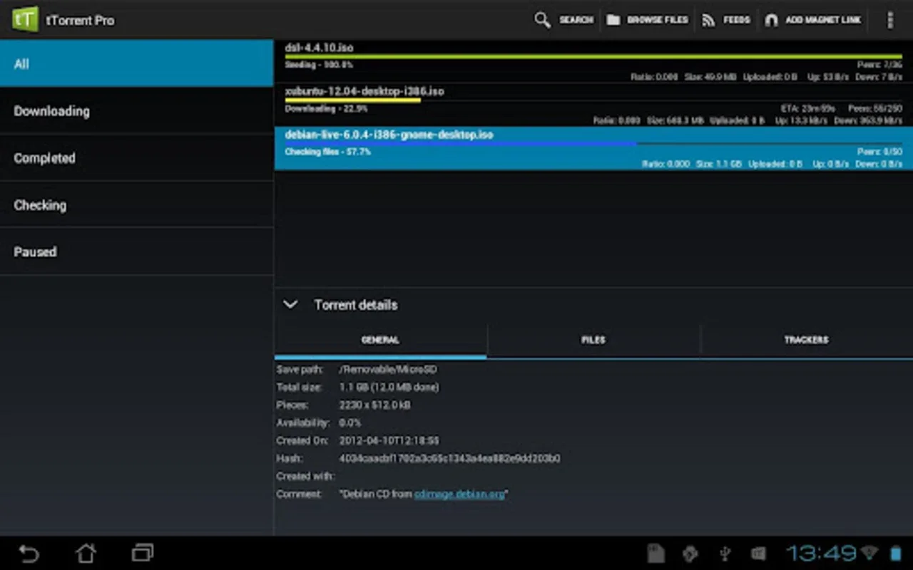 tTorrent Lite for Android - Seamless Torrent Downloads