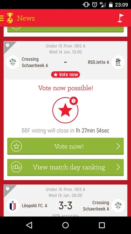 BBF for Android - Follow Belgian Soccer Matches