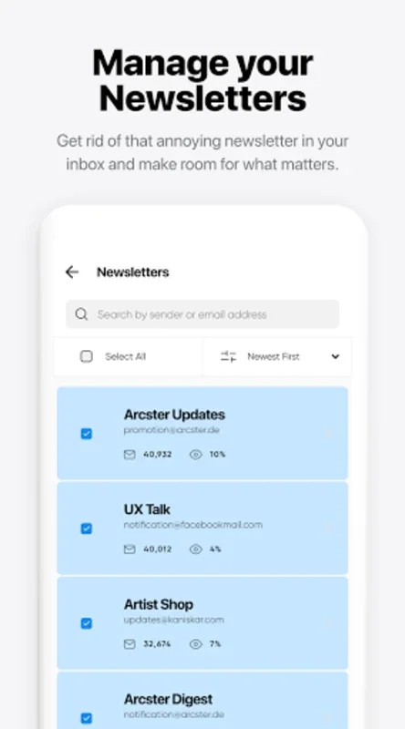 Instaclean - Clean your Inbox for Android - Efficient Inbox Management