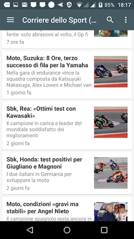 Motociclismo Notizie for Android - Aggregating Italian Cycling & Motorcycle News