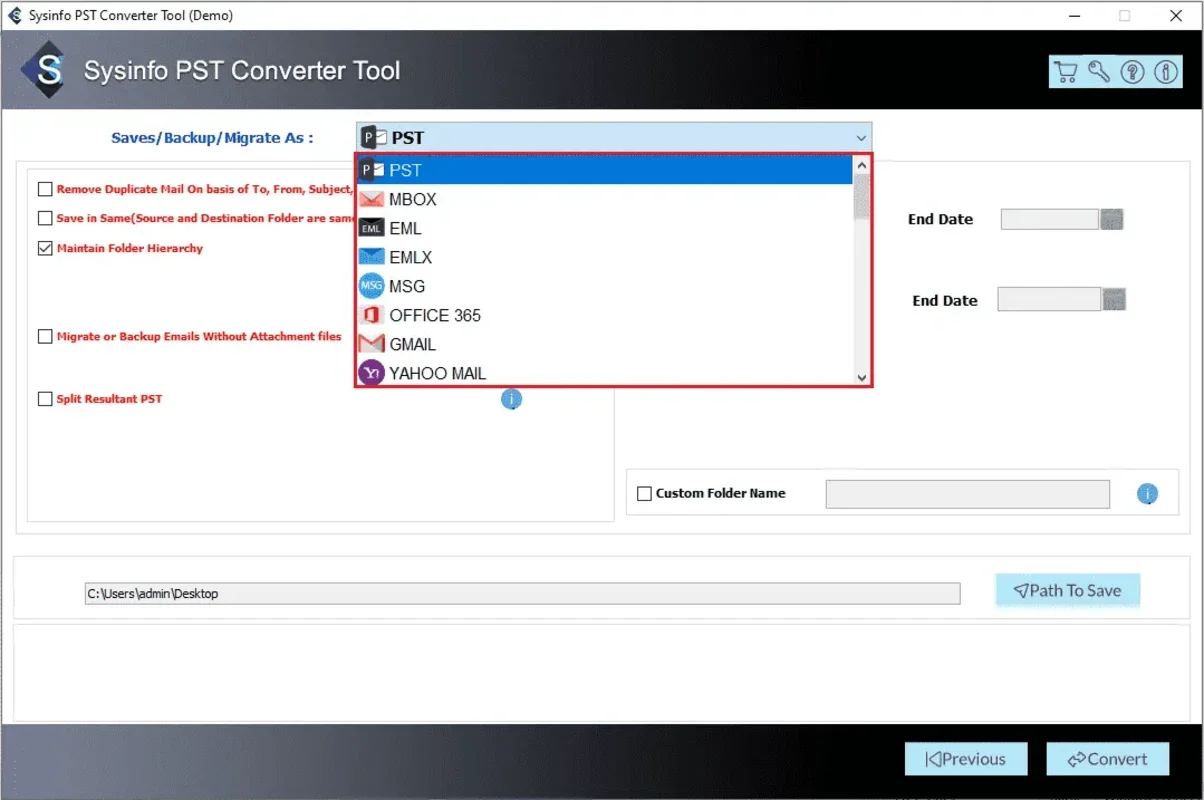 Sysinfo PST Converter for Windows - Convert PST Files Easily