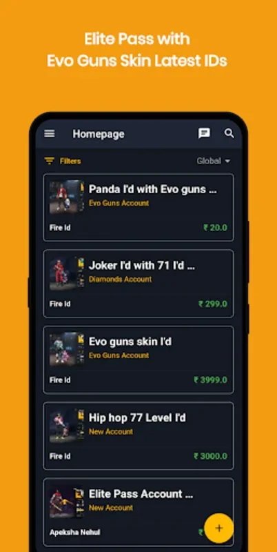 FF ID Selling & Buying App for Android - Secure Gaming Account Trading