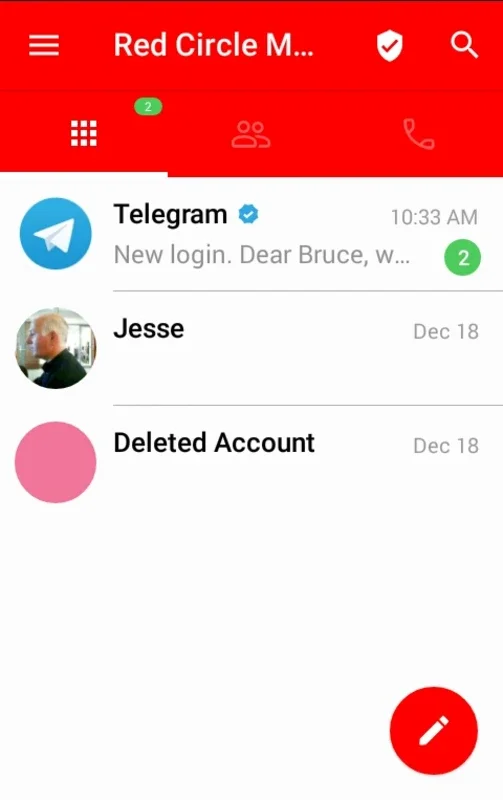 Red Circle Messenger for Android: Quick Text Sharing