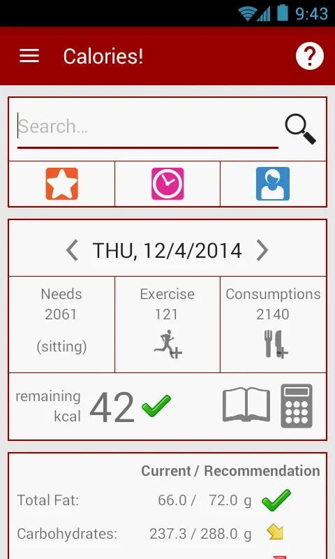 Calories! for Android - Manage Diet and Fitness