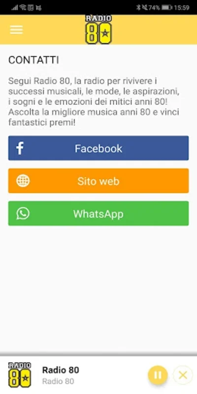 Radio 80 for Android - Stream 80s Hits Seamlessly