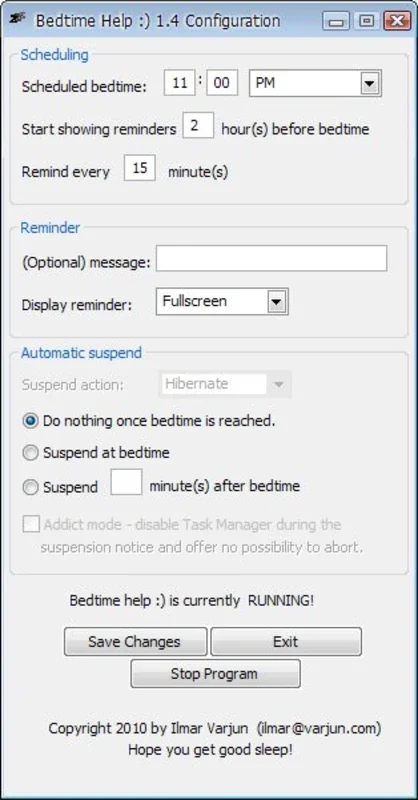 Bedtime Help for Windows - A Free Tool to Help You Go to Bed