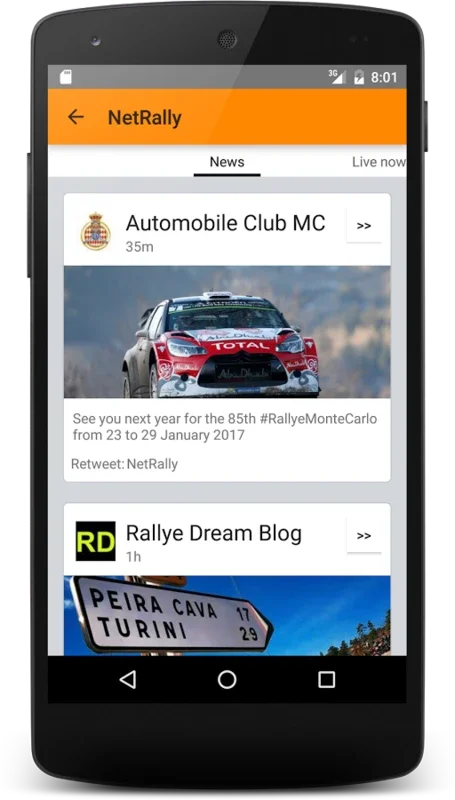 NetRally for Android - Real - Time Rally Updates