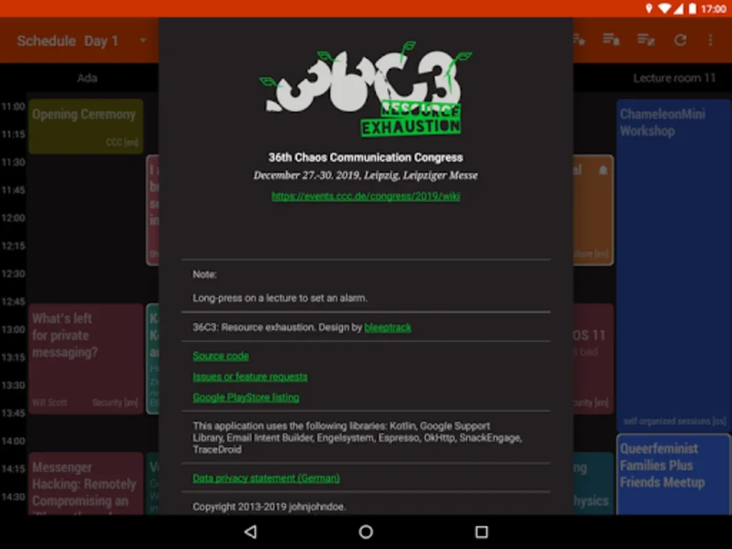 36C3 Schedule for Android - Organize Your 37C3 Experience