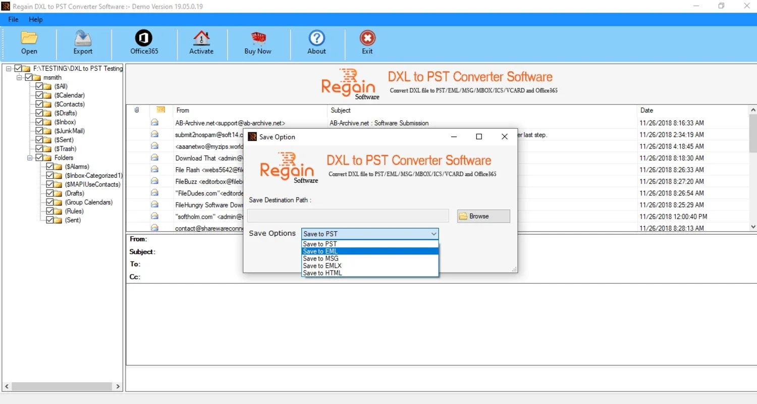 Regain DXL to PST Converter for Windows - Efficient Conversion Tool