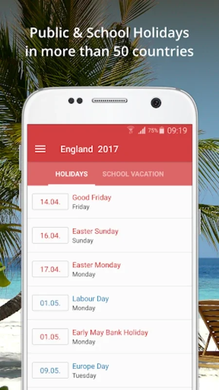 Holidays and Vacations for Android: Plan Your Dream Vacations