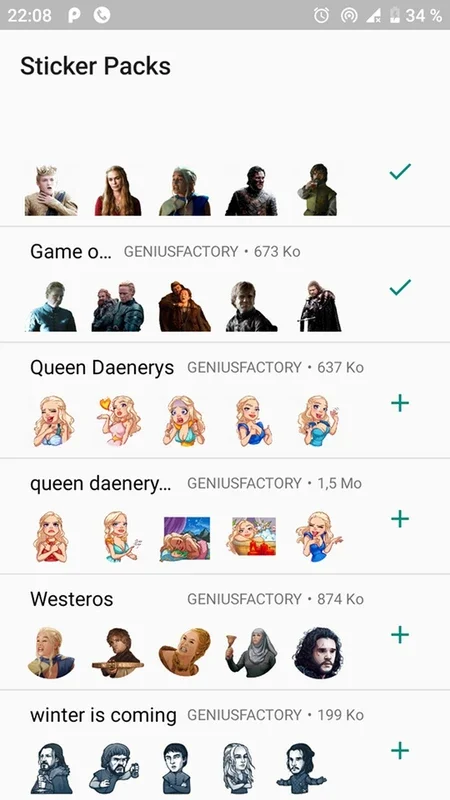 Stickers Game Of Thrones For WhatsApp on Android