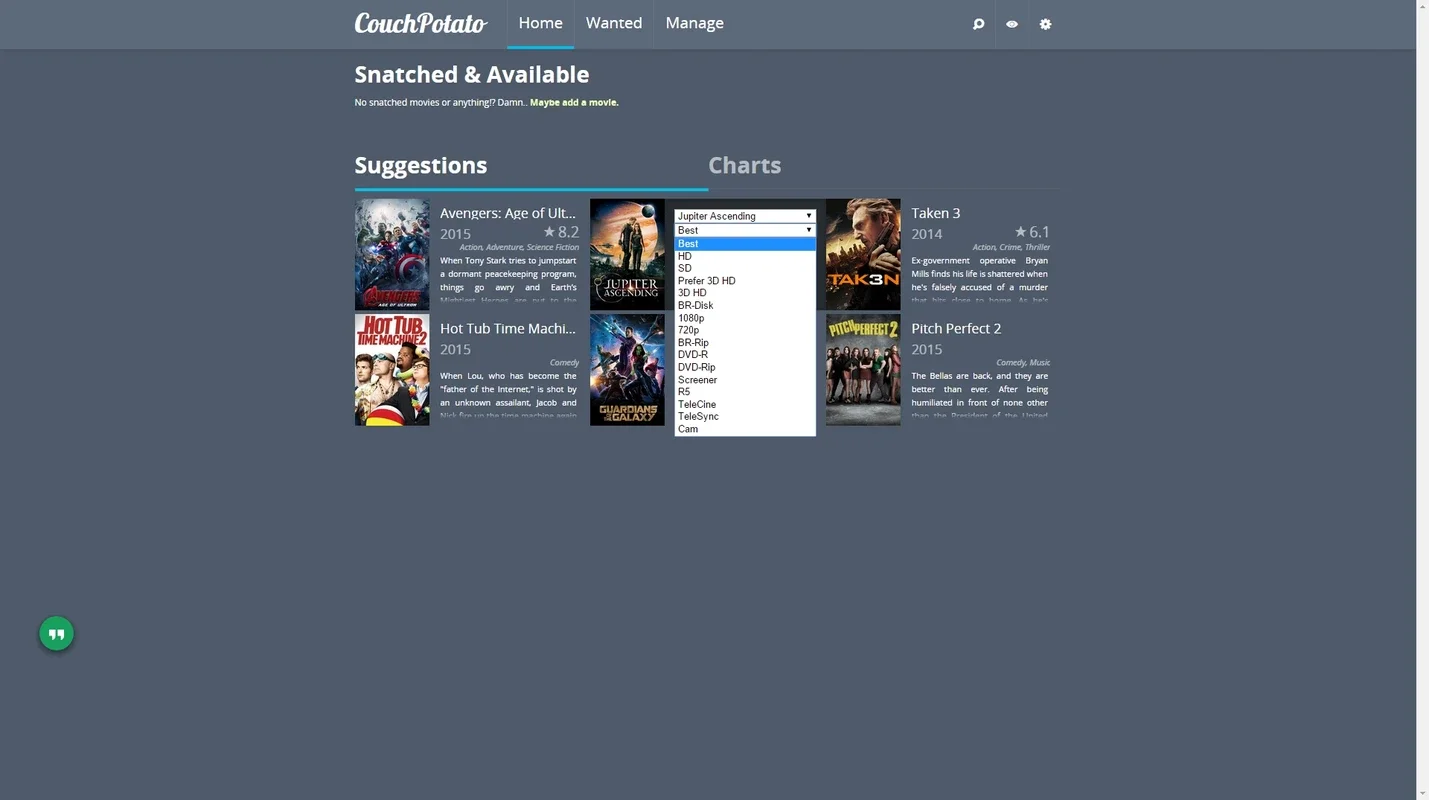 CouchPotato for Windows - Find High-Quality Movies Easily