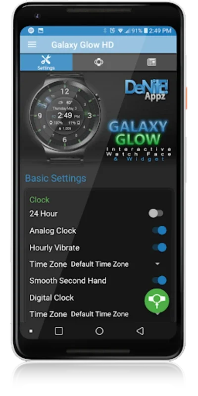 Galaxy Glow HD Watch Face for Android - Customizable Elegance