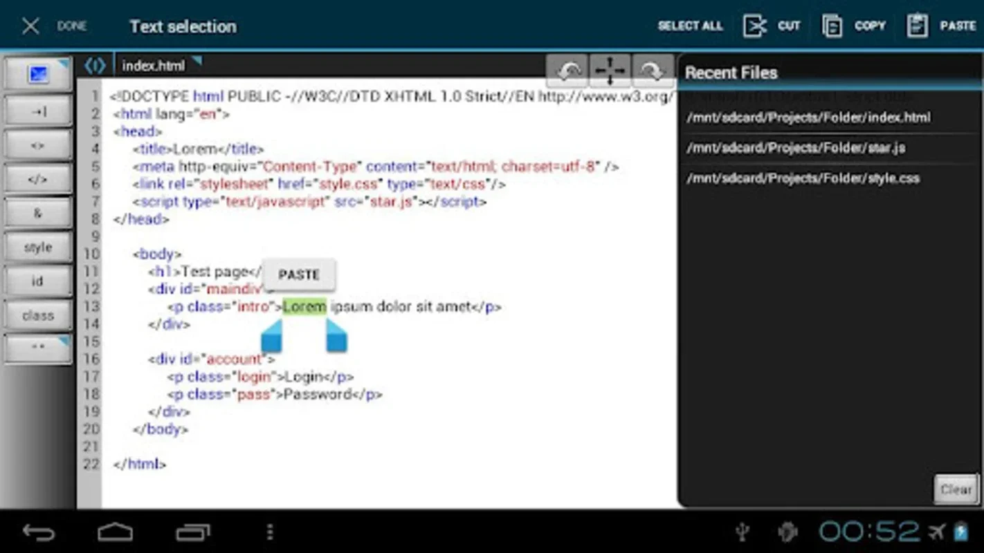 WebMaster's HTML Editor Lite for Android - No Download Needed