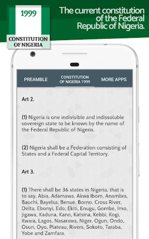 Constitution of Nigeria 1999 for Android - Explore Legal Framework