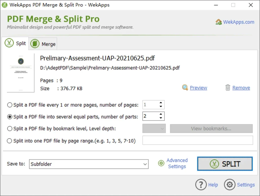 WekApps PDF Merge & Split Pro for Windows: Simplify PDF Handling