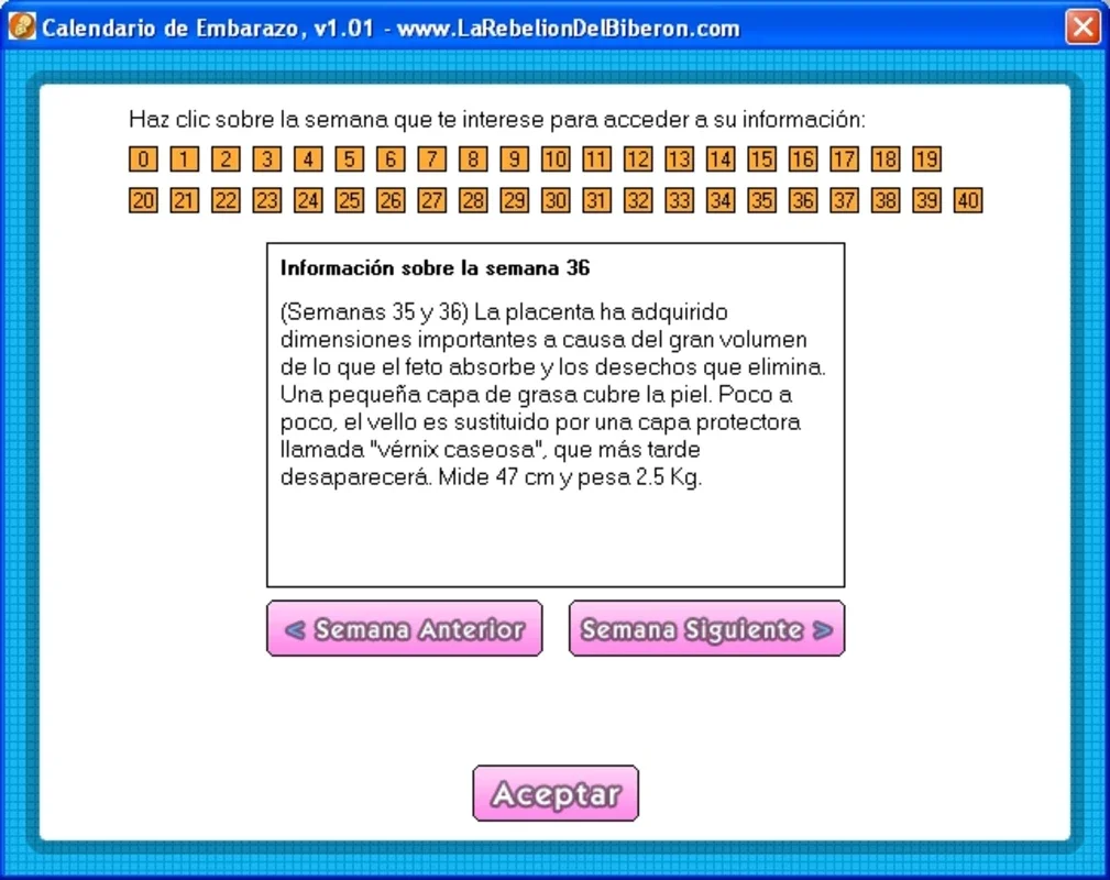 Calendario de Embarazo for Windows - Track Fetus' Gestation Weeks