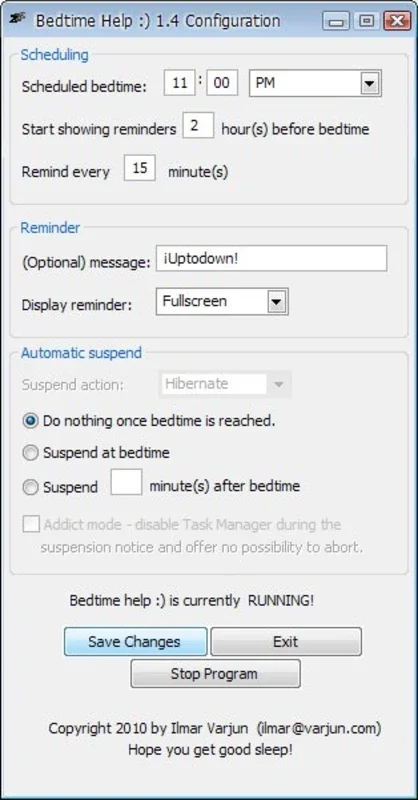 Bedtime Help for Windows - A Free Tool to Help You Go to Bed