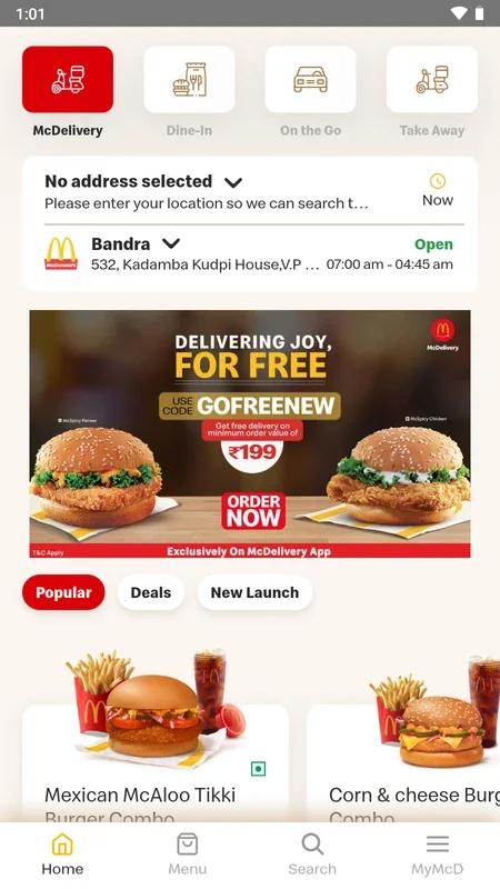 McDonald’s India Food Delivery for Android - Order with Ease