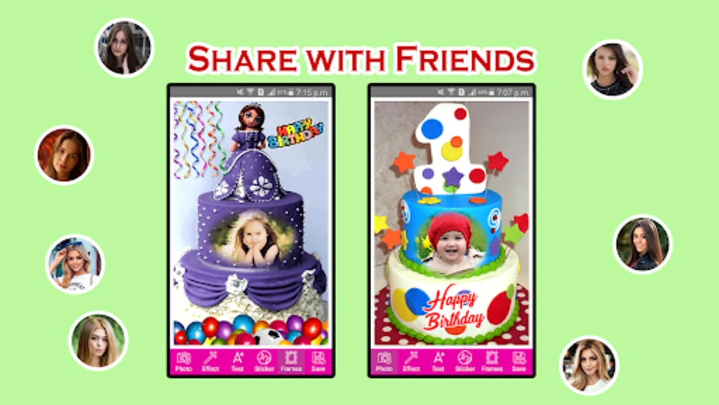 Happy Birthday Cake Frames for Android - Creative Birthday Greetings