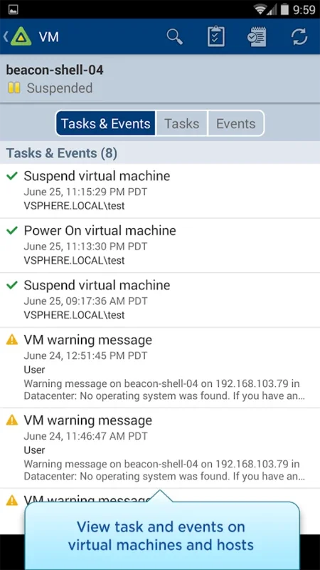 Watchlist for Android - Efficient Vsphere Monitoring