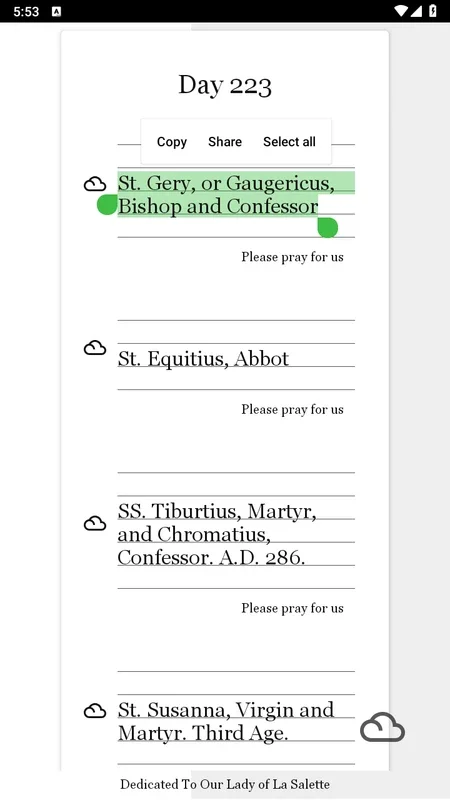 Saints of the day for Android - No Downloading Needed