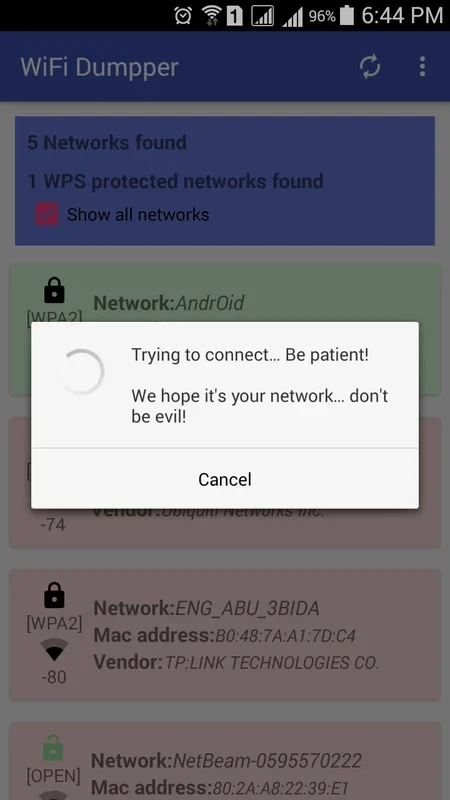 WiFi Dumpper ( WPS Connect )‏ for Android: Check Router Vulnerability