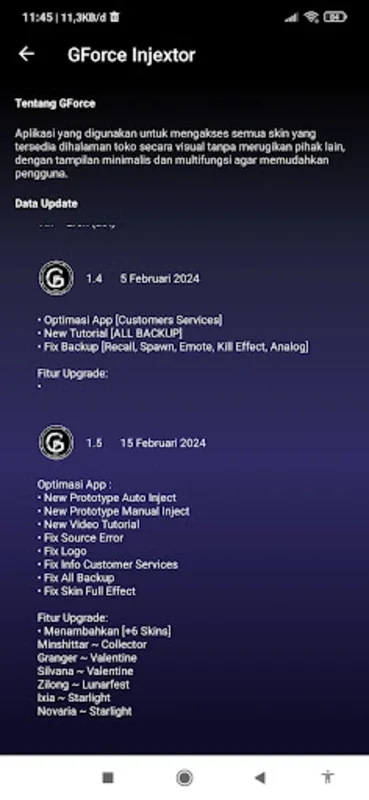 GForce Injextor for Android - Unlock All Game Skins