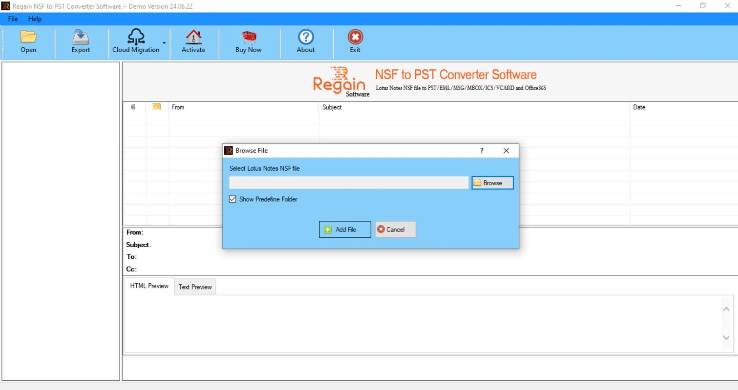 Regain NSF to PST Converter for Windows - Efficient Migration Tool