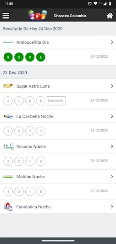 Chances Colombia for Android - Real-Time Lottery Results