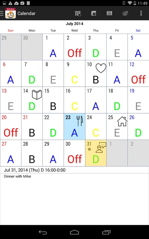 Shift Work Calendar for Android - No Downloading Needed
