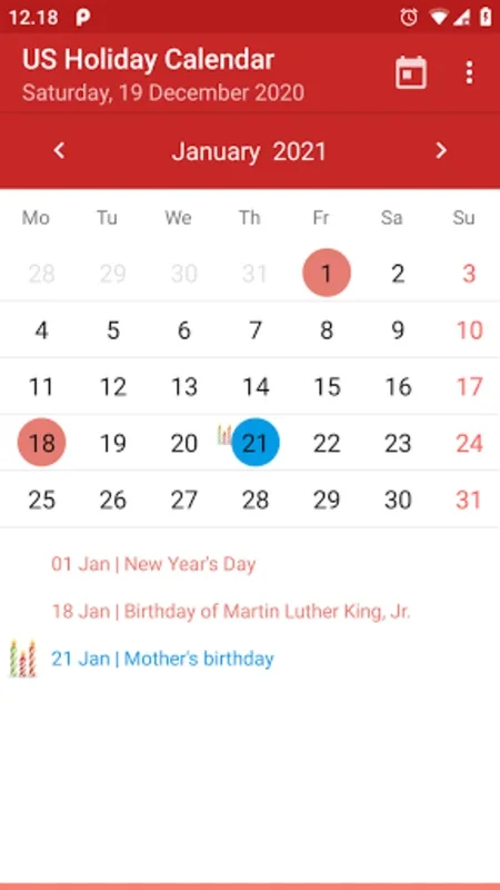 US Holiday Calendar for Android - Organize Your Time