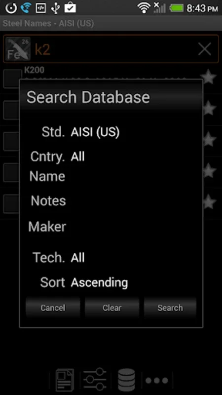 Knife Steel Composition Chart for Android - Comprehensive Alloy Database